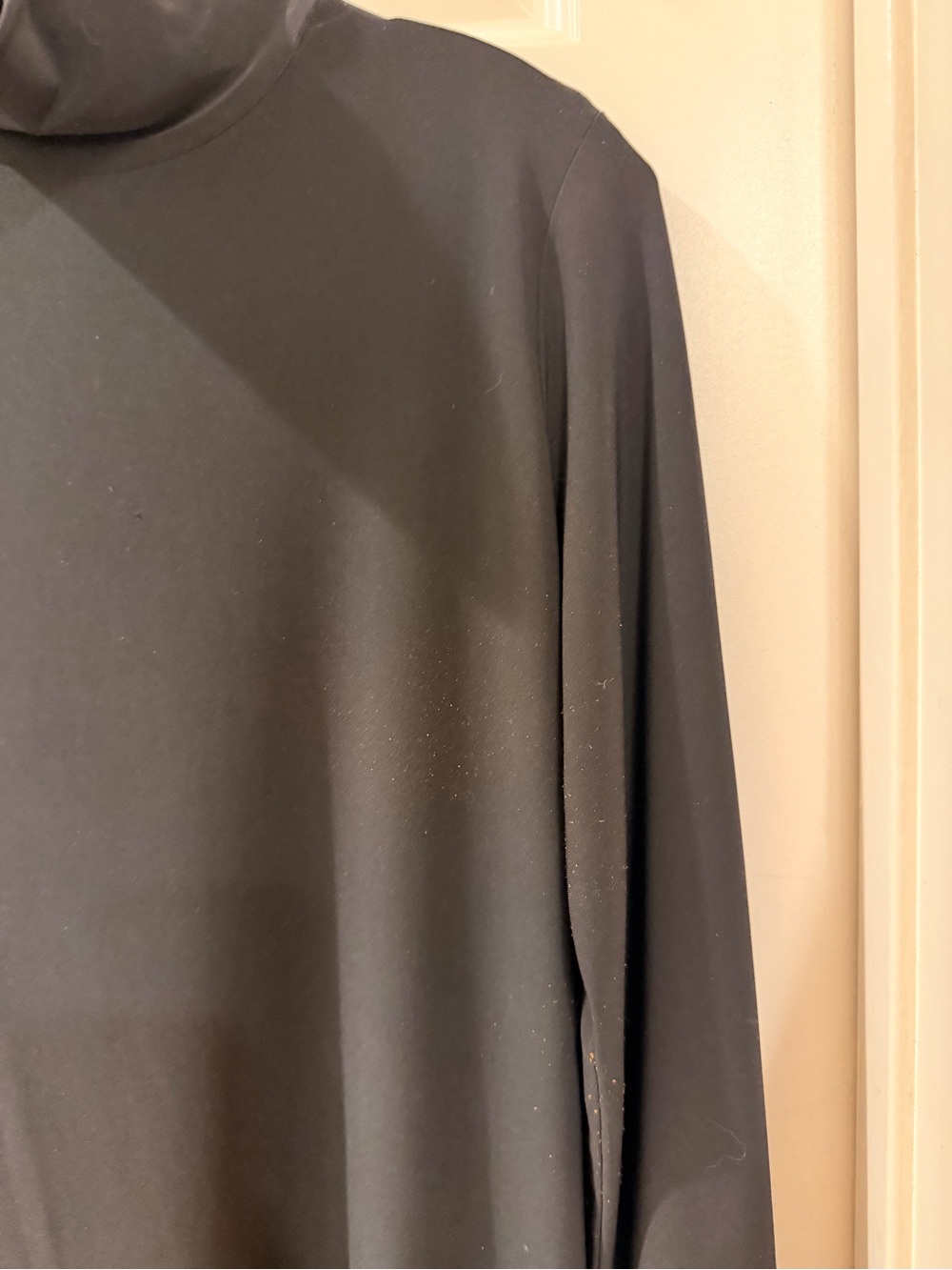 Norma Kamali Black Long-Sleeve Turtleneck Dress, Sleek Stretch Knit, Sz M - Picture 4 of 16